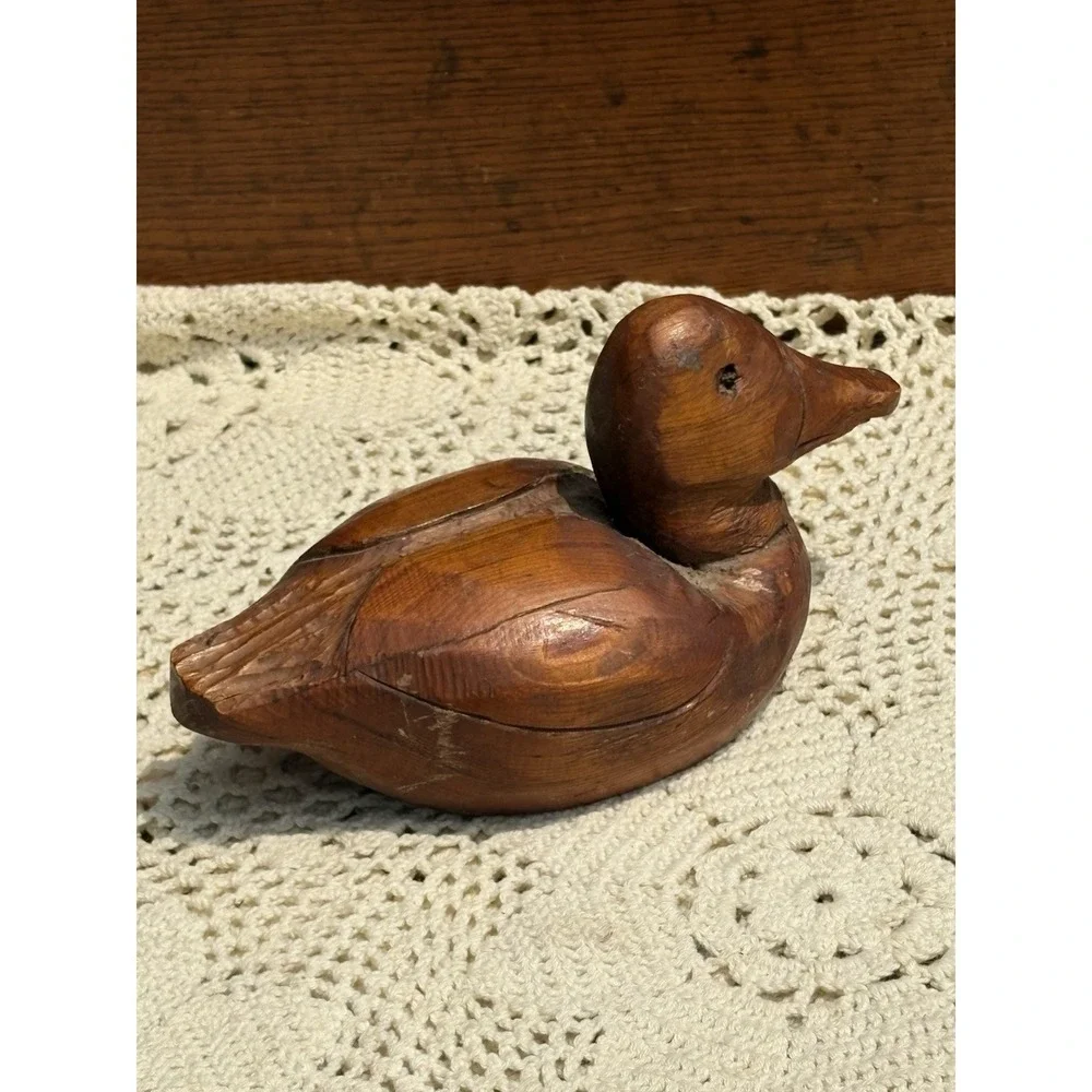 Vintage  Rustic Primitive Wooden Duck Hand Carved 7